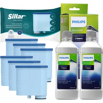 Příprava kávy 2x odvápňovač Philips CA6700 250 ml + 6x filtr Sillar pro kávovary Philips