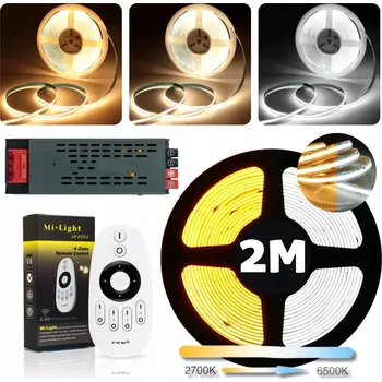 LED páska SADA LED COB pásek teplá-studená bílá CCT 3000-6500K 24V 14W/m, souvislá linie, 2m