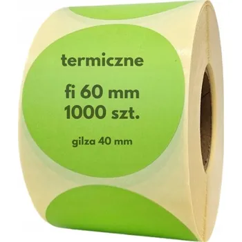 Samolepící etiketa 60 mm kulaté ZELENÉ termální etikety fi60 ZEBRA 1000 ks ŽLUTÝ PODKLAD