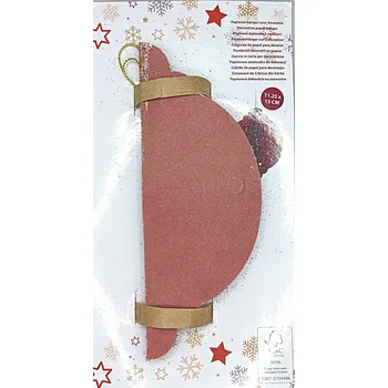 Vánoční dekorace PAPÍROVÁ ZÁVĚSKA VÁNOČNÍ KOULE SE TŘPYTKAMI ČERVENÁ K DEKORACI 11,25x15 CM