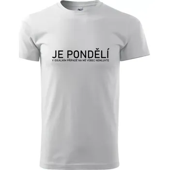 Pánské tričko Sablio Tričko s potiskem Je pondělí - bílé M