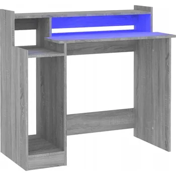Psací stůl Počítačový stůl s LED podsvícením šedý dub sonoma 97x45x90 cm