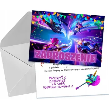 Pozvánka POZVÁNKY PRO DĚTI DĚTSKÉ NAROZENINOVÉ FORTNITE + OBÁLKA