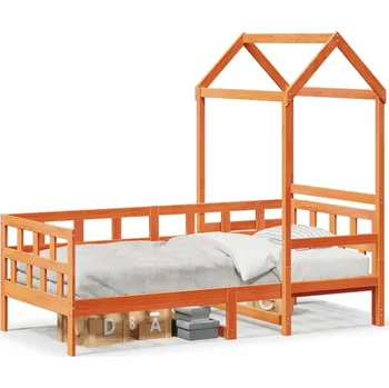 Zahradní lehátko Dřevěné lehátko se stříškou, voskovaný bronz, 203,5 x 98 x 68,5 cm