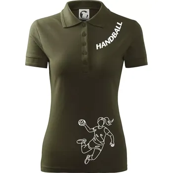 Handball nápis šikmo - holka - Polokošile dámská Pique Polo - 2XL ( Military )