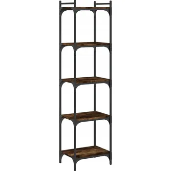 Knihovna Regál na knihy s kovovým rámem, kouřový dub, 40x30x154 cm