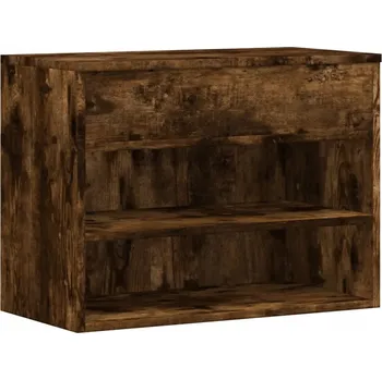 Botník Lavice na boty se skříňkou a policemi, kouřový dub, 60x30x45 cm