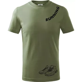 Dětská móda Running nápis šikmo - Tričko dětské bavlněné - 158 cm/12 let ( Khaki )