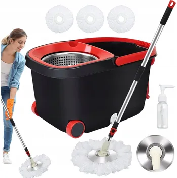 mop OTOČNÝ MOP 360 TURBO S KYBLEM A 3 NÁHRADNÍMI HLAVICEMI Z MIKROVLÁKNA