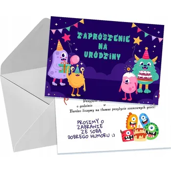 Pozvánka POZVÁNKY NA DĚTSKOU NAROZENINOVOU OSLAVU MONSTRA STRAŠIDELNÉ PŘÍŠERKY + OBÁLKA