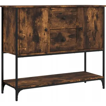 Komoda Skříňka Kouřový Dub 100x36x85 cm, Materiál na bázi dřeva a Ocel