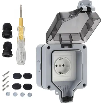 Elektrická zásuvka ZAHRADNÍ ZÁSUVKA IP66 VODOTĚSNÁ UZAVŘENÁ PRO VENKOVNÍ POUŽITÍ