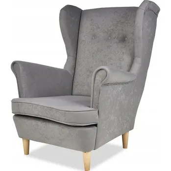 Křeslo Křeslo ušák ARI skandinávský styl Family Meble - šedý velur světle šedá