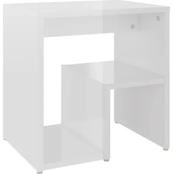 Noční stolek Noční stolek s poličkou, bílý vysoký lesk, 40x30x40 cm