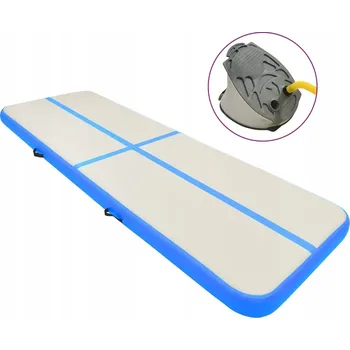 podložka na cvičení Nafukovací gymnastická žíněnka PVC 300x100x15 cm šedo-modrá, s pumpičkou