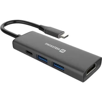 USB hub Swissten usb-c hub 4-in-1 (usb-c 100w, hdmi 4k, 2x usb-a) aluminium, 44040201