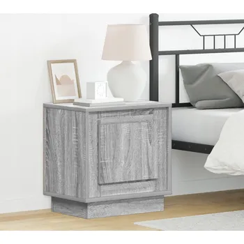 Noční stolek Noční stolek Sonoma šedé barvy s velkou zásuvkou, překližka