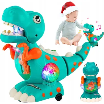 Hračka pro nejmenší INTERAKTIVNÍ DINOSAURUS S HUDBOU A SVĚTLEM AUTOMATICKY OBJÍŽDÍ PŘEKÁŽKY