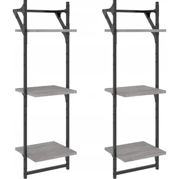 police Závěsné nástěnné police, dřevotříska, šedý dub Sonoma, 30x25x100 cm