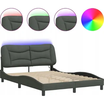 Postel Rám postele s LED podsvícením, tmavě šedá, 208 x 145 x 74,5 cm