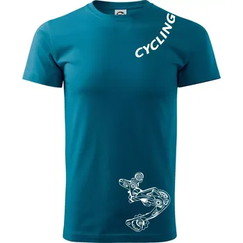 Cycling nápis šikmo - Klasické pánské triko vyšší gramáže - S ( Petrolejová )