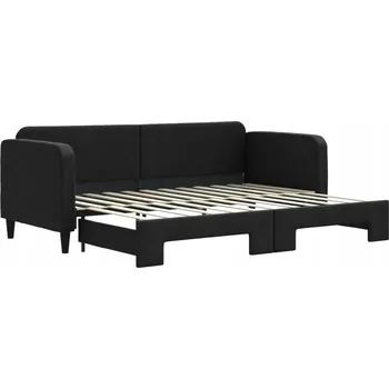 Pohovka Rozkládací lehátko-pohovka černá 223 x 90 x 75 cm, po rozložení 223 x 172,5 cm