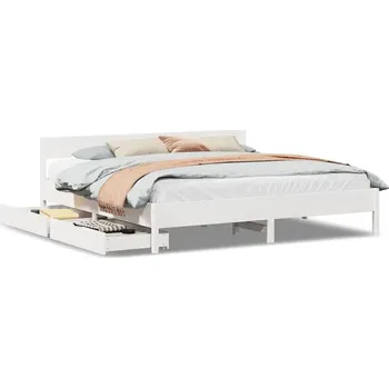 Postel Bílý borovicový rám postele s čelem 205,5x205,5x71,5 cm