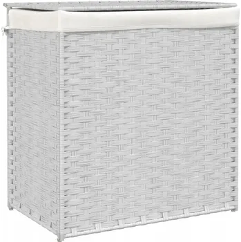 Koš na prádlo Koš na prádlo z PE ratanu a oceli, dvě přihrádky, bílý 53x35x57 cm