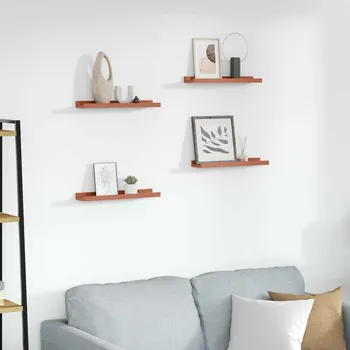 police vidaXL Nástěnná polička 4 pcs Červená 40 x 9 x 3 cm kompozitní dřevo