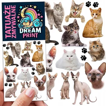 Odstranitelné tetování Smyvatelné tetování pro děti - dočasné tetovačky s kočkami