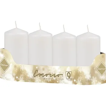 Svíčka Emocio Válec 4ks 50x100mm bílé, svíčky 4x145 gram 590 gram