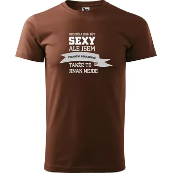 Pánské tričko Sablio Tričko s potiskem Nechtěla jsem být sexy, ale jsem finanční poradkyně - hnědé S