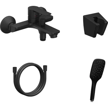 Vodovodní baterie Ravak SL 022.20BLM.+S Vanová nástěnná baterie se sprchovým setem, černá matná