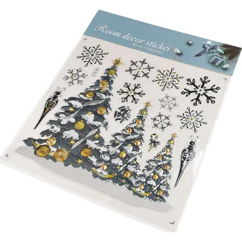 Vánoční dekorace Vánoční samolepky plastické 3D na okna a dveře, střední, 6 modrá tmavá stromeček