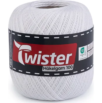 Příze Bavlněná příze háčkovací Häkelgarn 100 g, střední, 1 (010) bílá