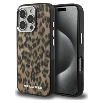 Pouzdro na mobilní telefon Karl Lagerfeld IML Leopard MagSafe Zadní Kryt pro iPhone 16 Pro Brown