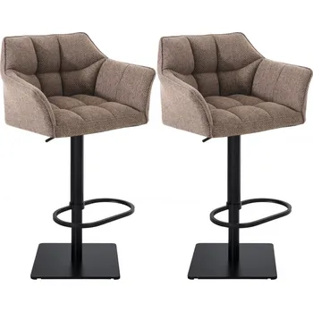 Barová židle 2 ks / set barová židle Deluso látkový potah, černá, terrahnědá