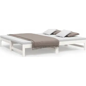 Pohovka Bílá rozkládací pohovka/lehátko z borovicového dřeva 195,5 x 179 x 30 cm