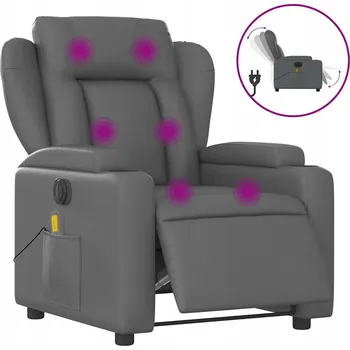 Křeslo Elektrické masážní křeslo s funkcí polohování, šedé, 77x94,5x100 cm