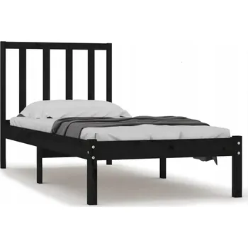 Postel Černý rám postele z masivního borovicového dřeva 195,5 x 81 x 100 cm