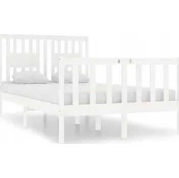 Postel Rám postele z borovicového dřeva 120x190 cm, bílý, 195,5x126x100 cm