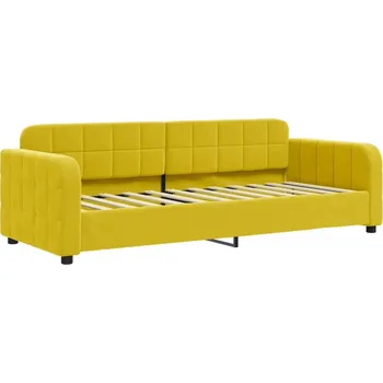 Pohovka Rozkládací pohovka s funkcí spaní 223x91x71 cm, žlutá, sametová