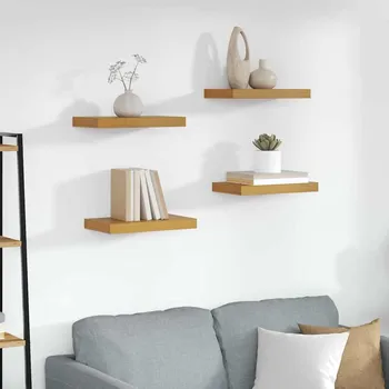 police vidaXL Nástěnná polička 4 pcs Béžová 40 x 23,5 x 4 cm kompozitní dřevo