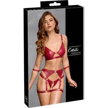 Dámské erotické prádlo Cottelli Bondage Style Matter Look Set 2215349 Red Velikost L