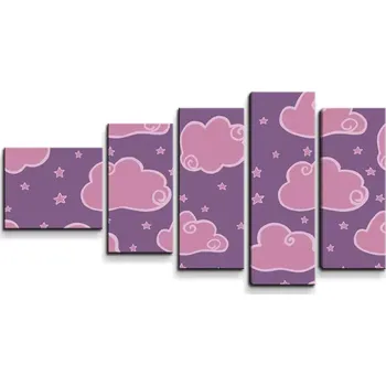 Obraz Sablio Obraz - 5-dílný Růžové obláčky - 100x60 cm