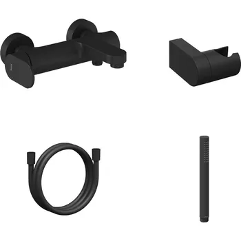 Vodovodní baterie Ravak EL 022.20BLM.+S Vanová nástěnná baterie se sprchovým setem, Black Matt