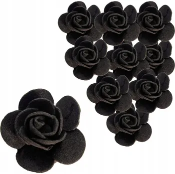 umělá květina ČERNÉ PĚNOVÉ RŮŽE DEKORAČNÍ OZDOBNÉ RŮŽIČKY 3,5 CM 10 KUSŮ