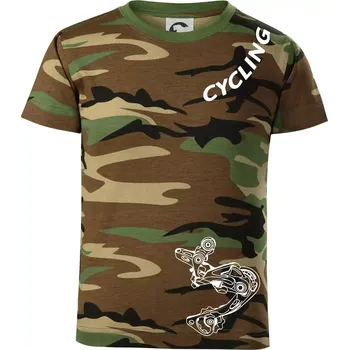 Chlapecké tričko Cycling nápis šikmo - Dětské maskáčové triko - 122 cm/6 let ( Hnědý maskáč )