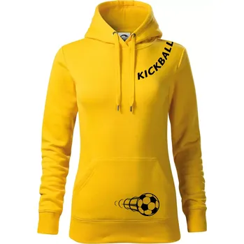 Dámská mikina Kickball nápis šikmo - Mikina dámská Cape s kapucí - XL ( Žlutá )