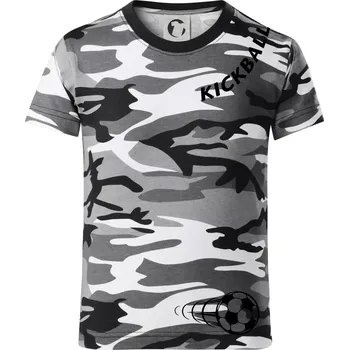 Chlapecké tričko Kickball nápis šikmo - Dětské maskáčové triko - 134 cm/8 let ( Šedý maskáč )